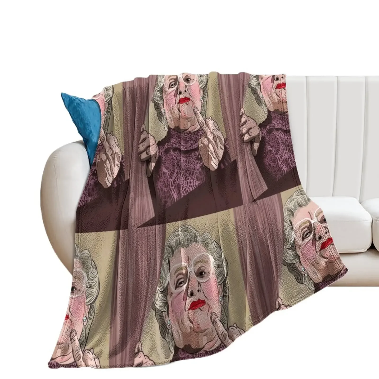 

Mrs Doubtfire middle finger - Illustration - Robin Williams - Film Throw Blanket Sofa Throw Soft Plush Plaid Blankets