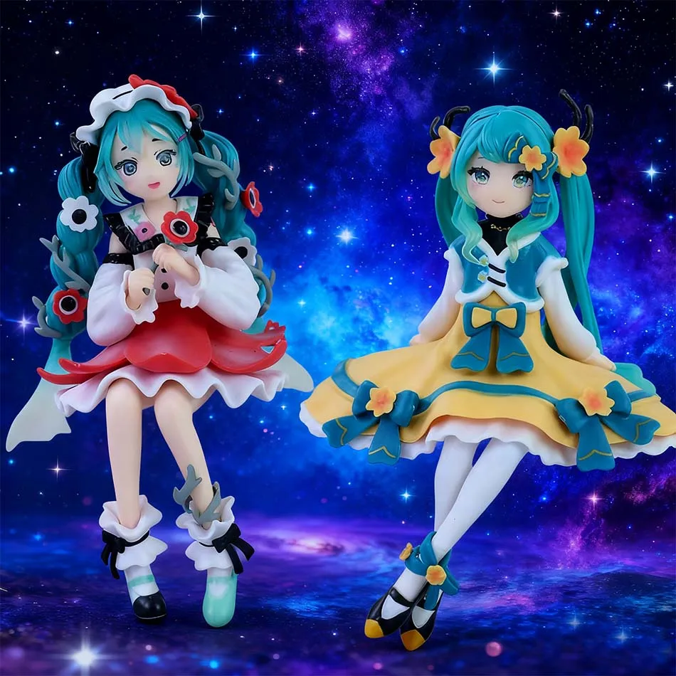 オリジナルボーカロイド初音ミクヌードルストッパーフィギュアミク春の花-pvc-アクションフィギュアモデルおもちゃ