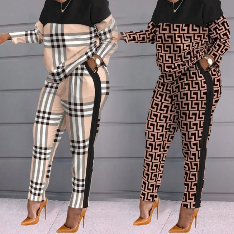 Pullover Women\'s Casual Suit Comfortable Printed Long-sleeved Pants 2-piece Set Autumn And Winter New Loose Women\'s Clothing