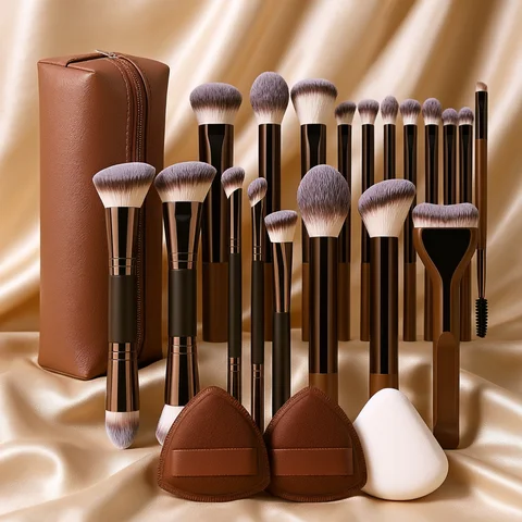 Brush Dual-Ended Makeup Professional Dual-Ended Makeup Brush Set Includes Foundation Brush, Contour Brush, Blush Brush, Powder Brush, Eyeshadow Brush, C