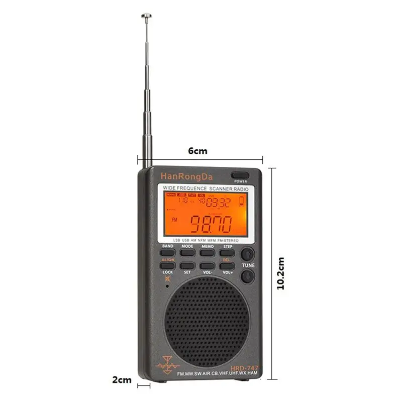SCLS  -747 Portable Multiband Radio FM/MW/SW/SSB/LSB/AIR/CB/VHF/UHF/UBD/ Full-Band Mini Stereo Radio Receiver view 4