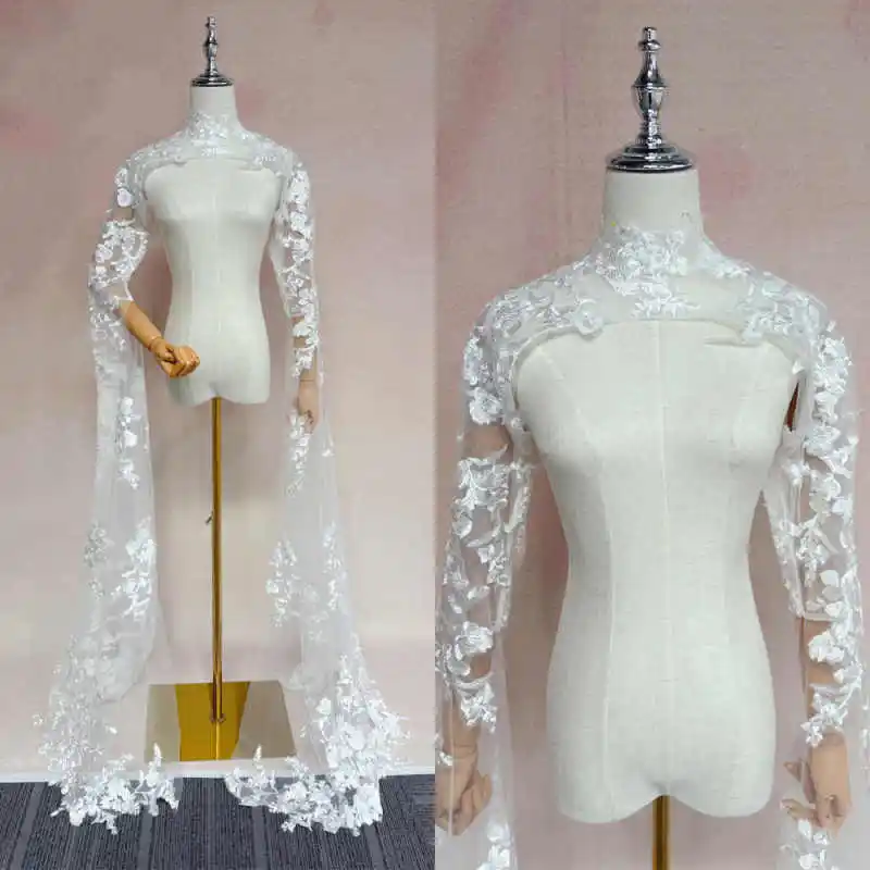 capa-de-encaje-romantica-para-boda-cuello-alto-cola-larga-apliques-florales-chal-para-rituales-nupciales-banquetes-formales-personalizable