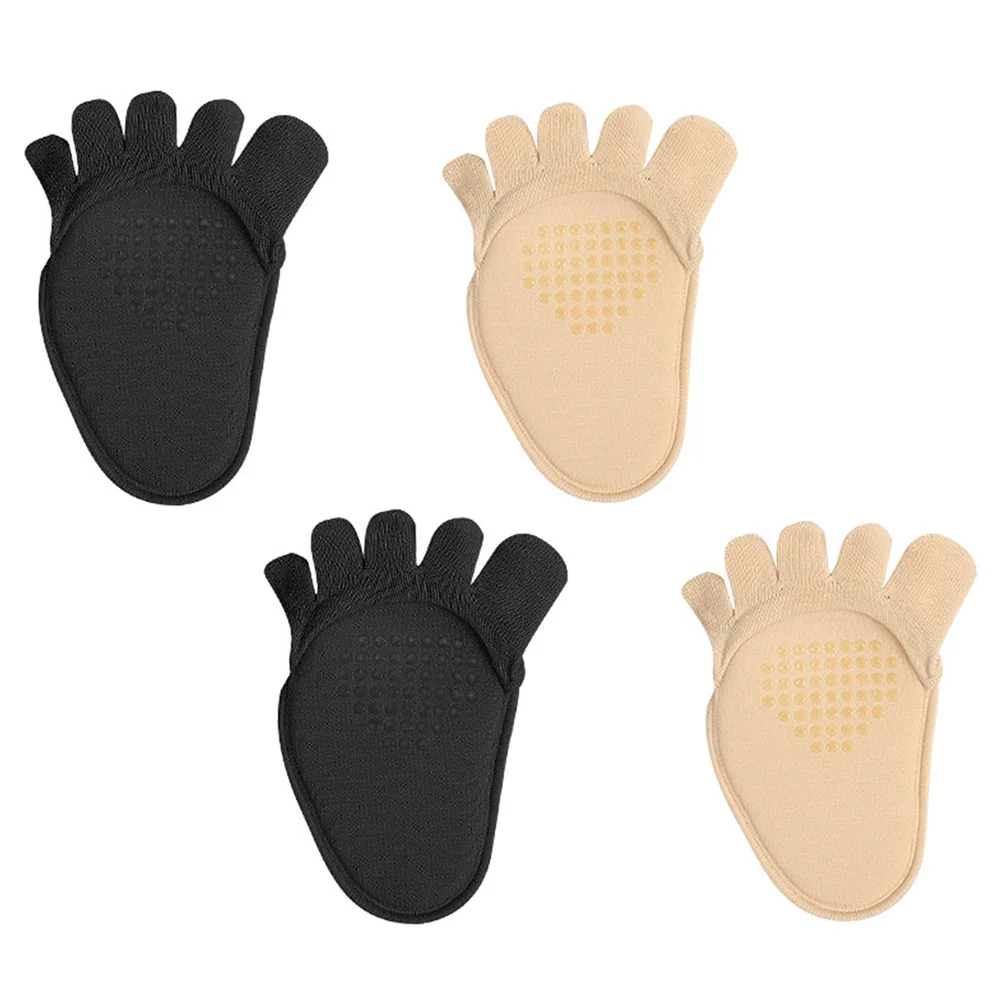 2Pairs غير مرئية المضادة للانزلاق نصف الجوارب للنساء تنفس القطن الأمامية الجوارب امتصاص الرطوبة مريحة عالية الكعب تو