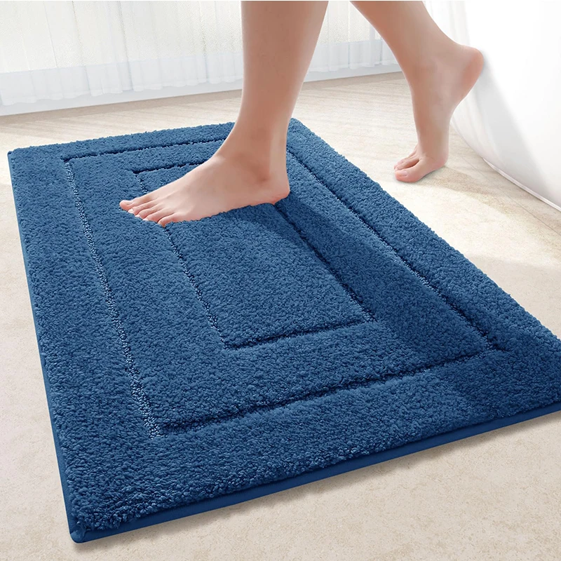 Homaxy Double Frame Velveteen Bathroom Mat Floor Mat Indoor Non Slip Door Mat Dirt Trap Absorbs Water Comfortable Bathroom Mat