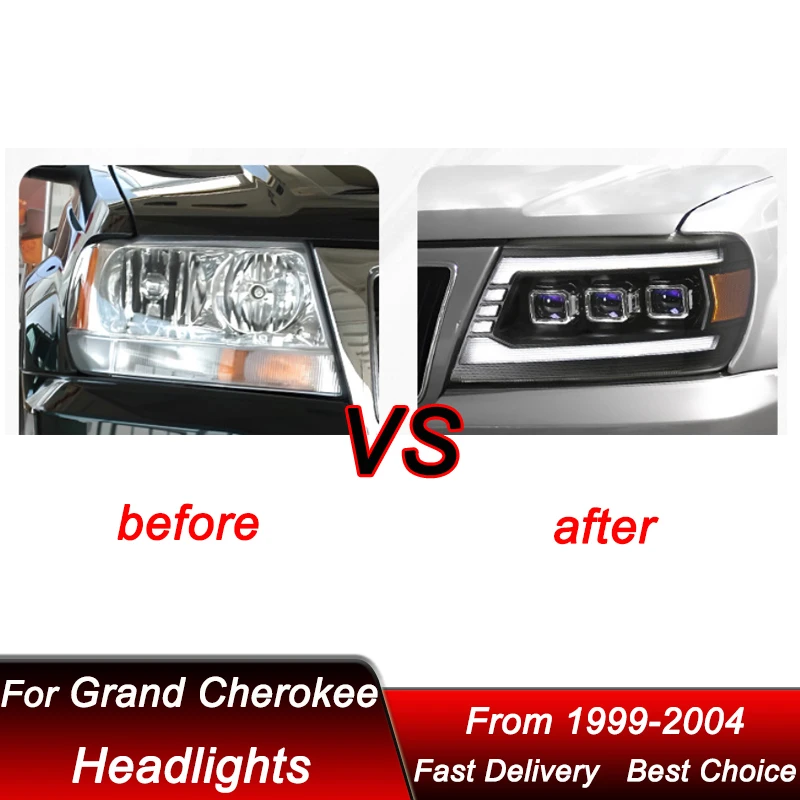 Hot styling Car Headlights For Jeep Grand Cherokee 99-04 new style LED Headlamp Assembly Upgrade Projector Lens Accessories Kit
