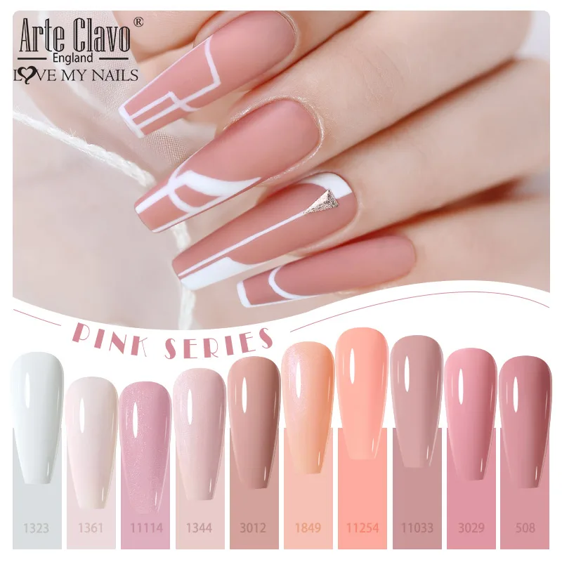 Arte Clavo 15ml Pink Gel Nail Polish UV&LED Gel Polish Soak Off Nude Colors Gellak Top Coat Gel Varnish Nail Art Design Manicure