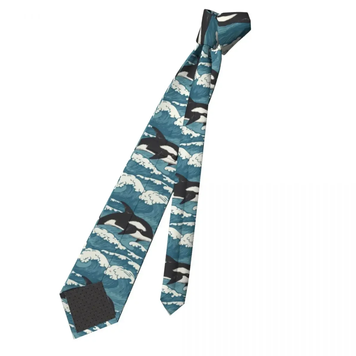 Waves And Sharks In Retro Style Necktie Unisex Polyester 8 cm Neck Ties for Men Slim Wide Daily Wear Cravat Wedding Cosplay