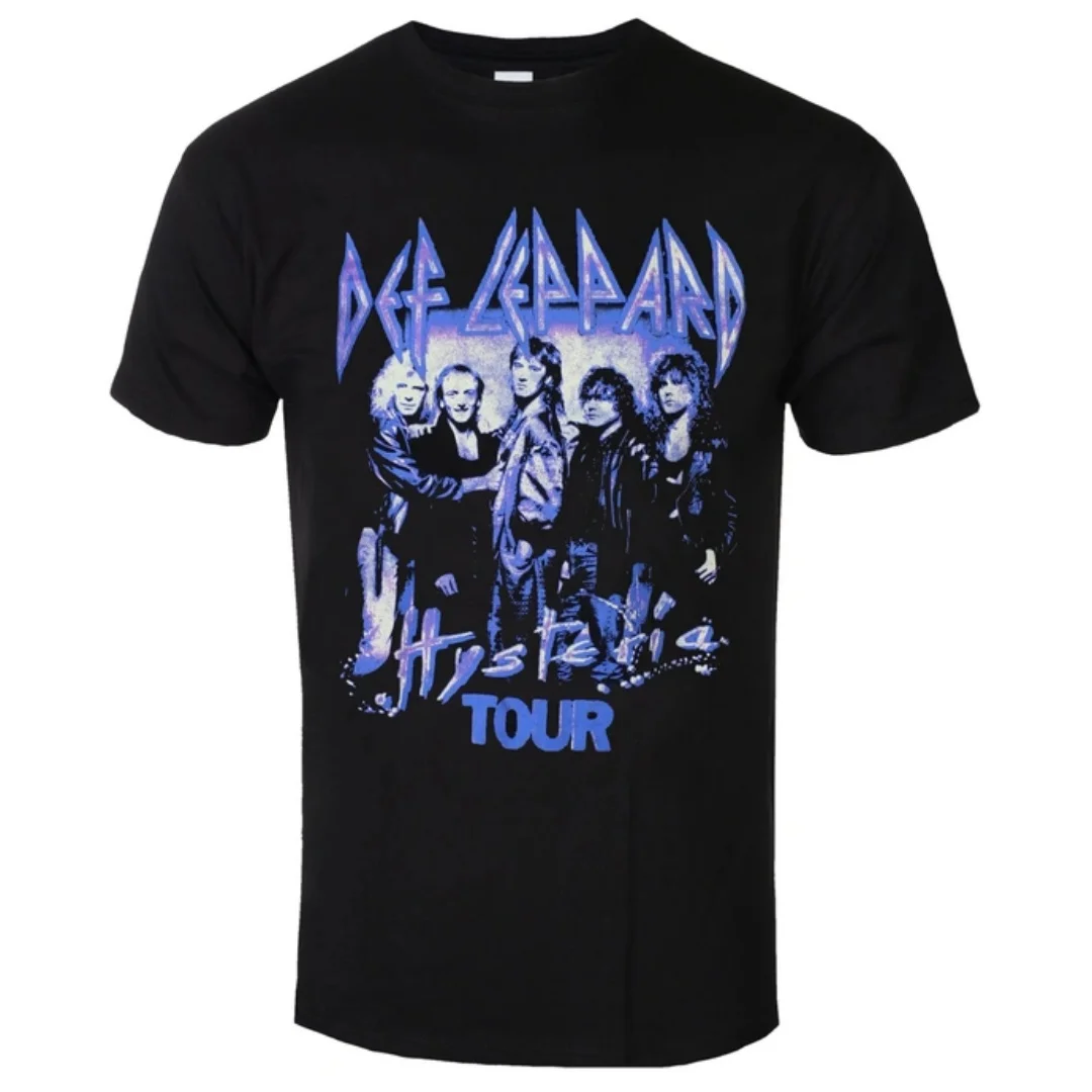Camiseta de la Banda de Rock Clásica Def Leppard - Hysteria Tour con Estampado, Estilo Hip-Hop Urbano, Apta para Hombres y Mujeres