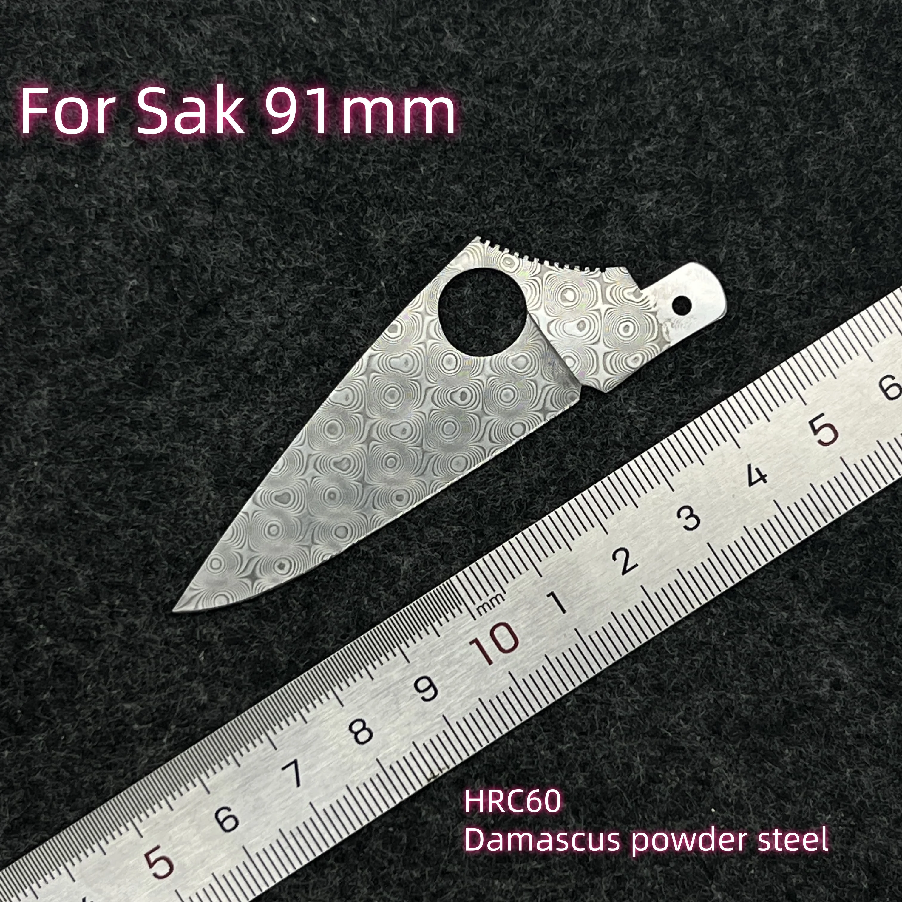 Damascus Steel Replacement Large Blade with Non-slip groove For 91mm Victorinox Swiss Army Knife SAK Folding DIY Accessories