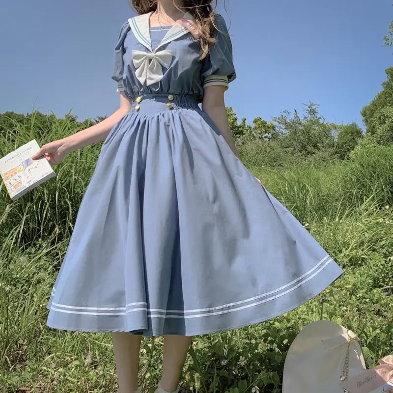 CGC Japanse matrozenpakje zomer damesjurken 2025, preppy stijl lolita jk midi-jurken casual matrozenkraag elegante feestjurk