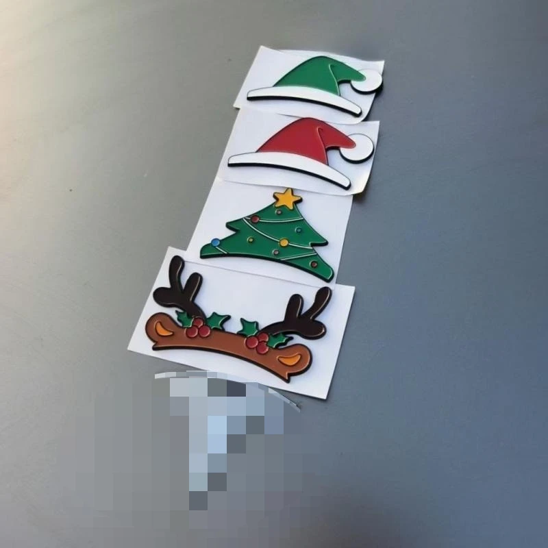For Tesla Christmas Hat Stickers Model 3/Y Car 3D Badge Modification Cute Front Badge Decoration Self-Adhesive Car Accessories