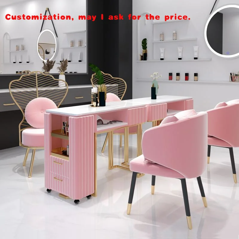 

Настраиваемый современный дизайн мебели для маникюрного салона, металлический маникюрный стол и стул, мебель