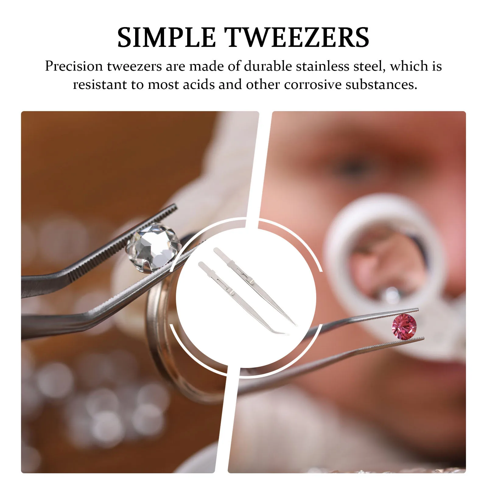 

2Pcs Stainless Steel Tweezers Fine Tip High Precision Strong Hold Multi-Use for Crafts Medical Devices Lab Equipment Handling