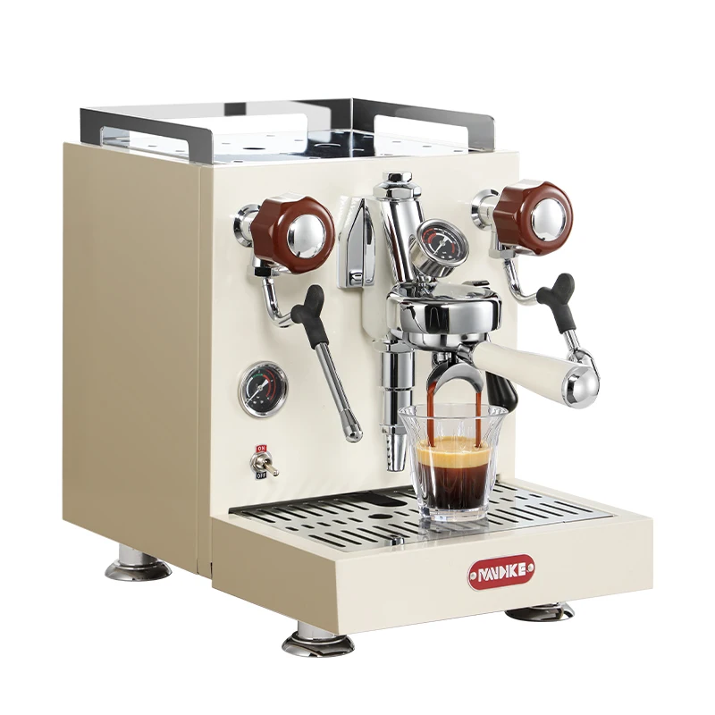 MANDIKE MC-6 Espresso Machine Rosewood Commercial Semi-Automatic Coffee Maker With Hot Water System US Plug For RV Use