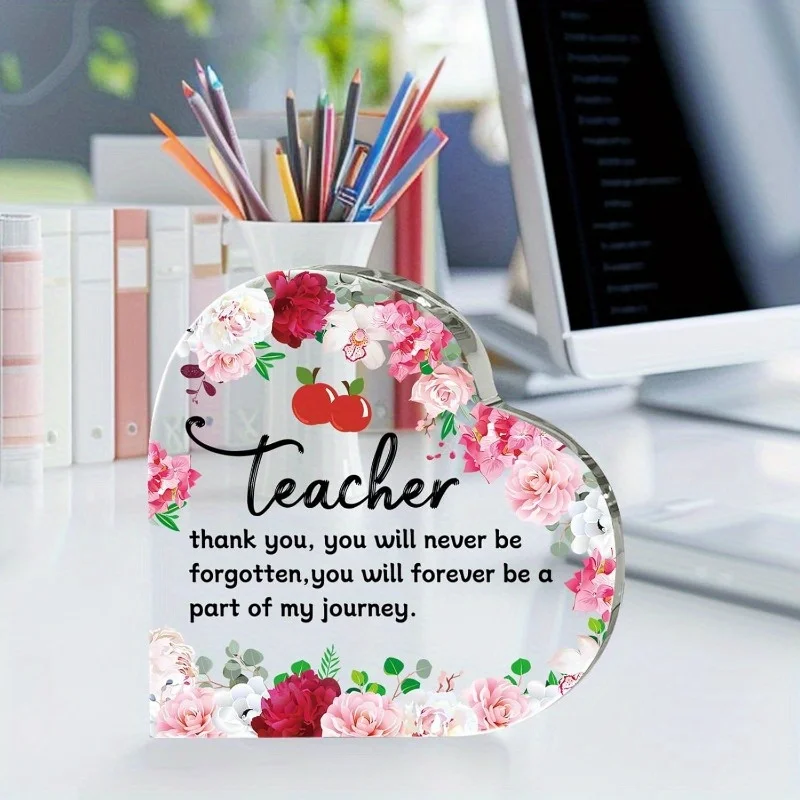 Acrylic Plaque Teacher Appreciation Gift, 2D Flat Design Creative Memorial Keepsake