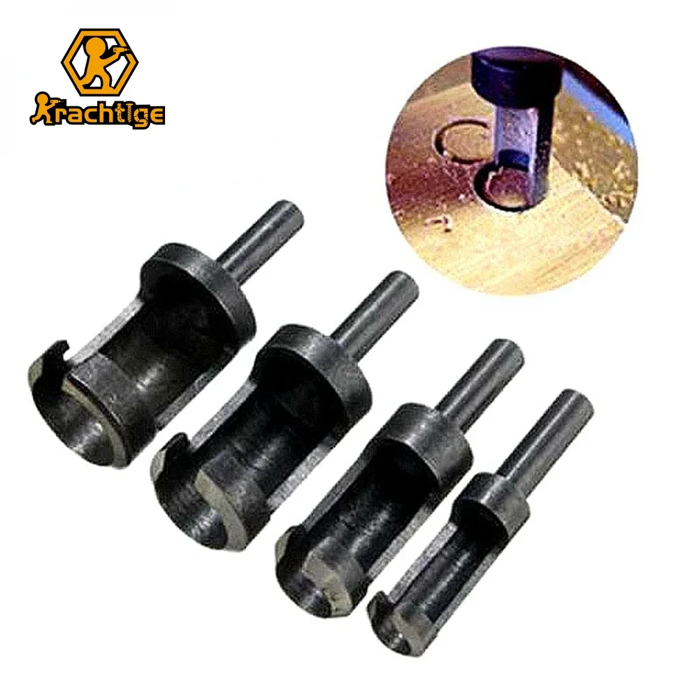 Krachtige 4 pçs plugue de madeira buraco cortador bit conjunto kit passador fabricante plug cortador carpenter brocas de madeira conjunto/6mm 10mm