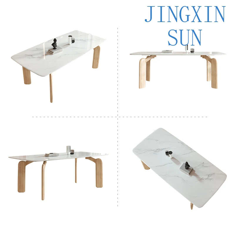 Factory Price Modern Dining Table Room Furniture Marble Top Dining Chairs Set With Solid Wood Bsae Recycled Pine