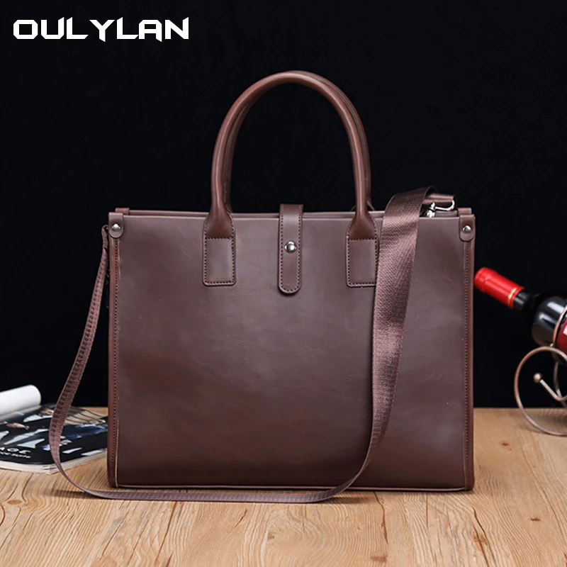 2023 Men Briefcase Bag High Quality Business Famous Brand PU Leather Shoulder Messenger Bags Office Handbag 14 inch Laptop bag