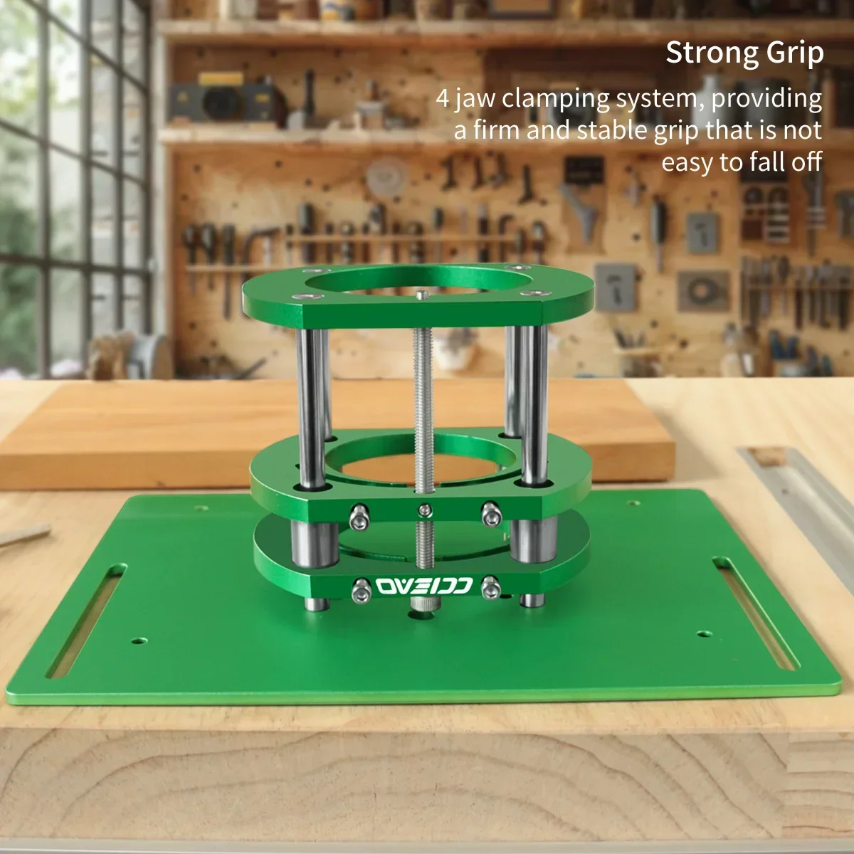 Manueller Fräserlift mit 4-Klauen-Grip und Aluminiumplatte, präzise höhenverstellbare umgekehrte Halterung für 65-mm-Trimmaschinen-Frästische – Detail 3