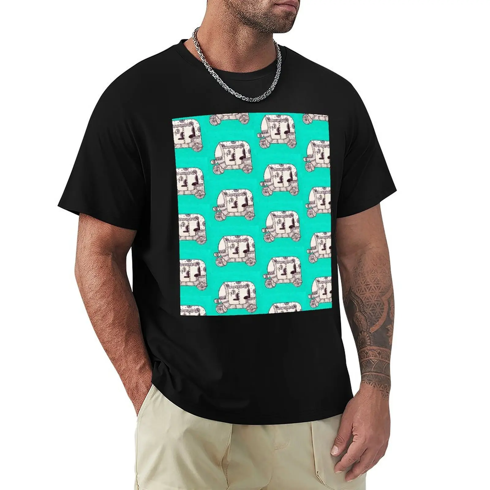 Teal Tuktuk/Auto/Autorickshaw/Rickshaw T-Shirt Trendy Print Short Sleeve T-Shirt