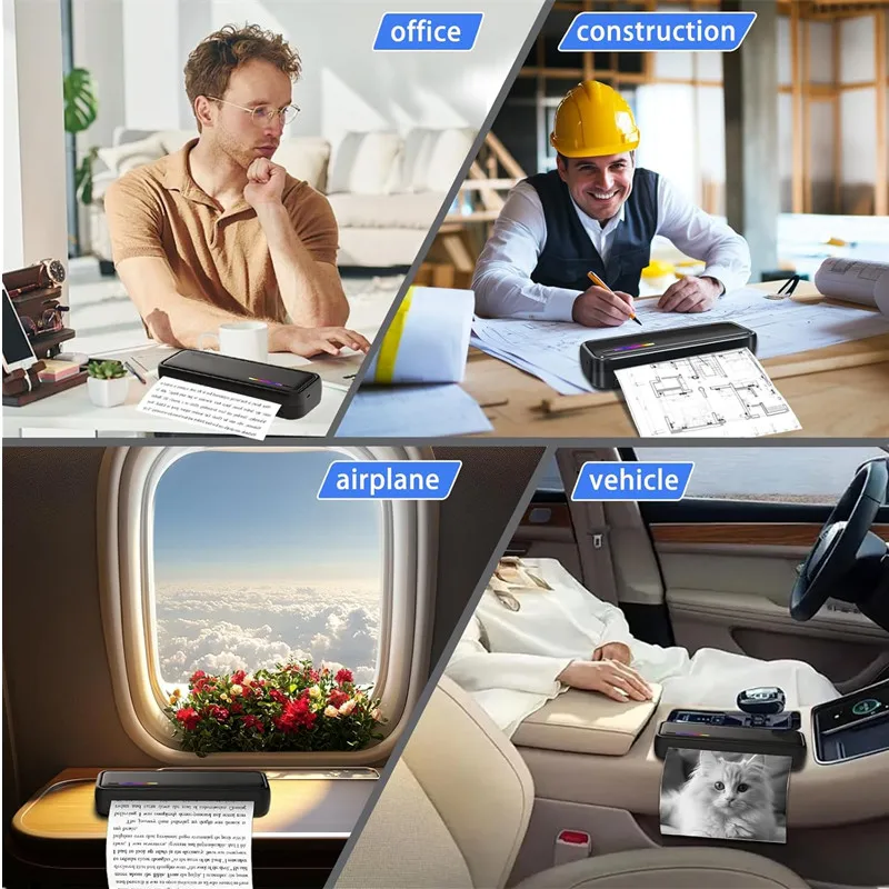 Stampante termica wireless portatile per casa e viaggio Mini stampante Bluetooth senza inchiostro compatibile con 8,5"x11" Lettera USA e formato A4