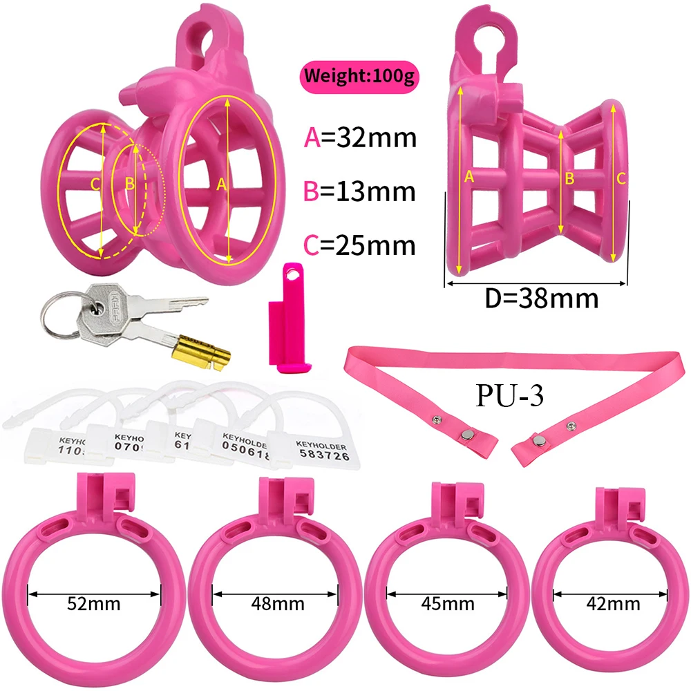 FRKO ABS Male Chastity Lock Anti-Cheating Cock Cage with 4 Rings Negative Inverted Chastity Sex Toys For Sissy Men Chastity Belt - view 2
