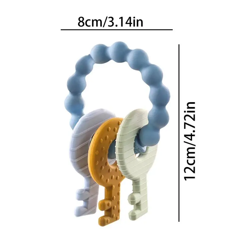 Juguetes de dentición a prueba de asfixia, llaves de dentición, mordedor de silicona, cosas de anillo para aliviar el dolor de las encías, niño y niña