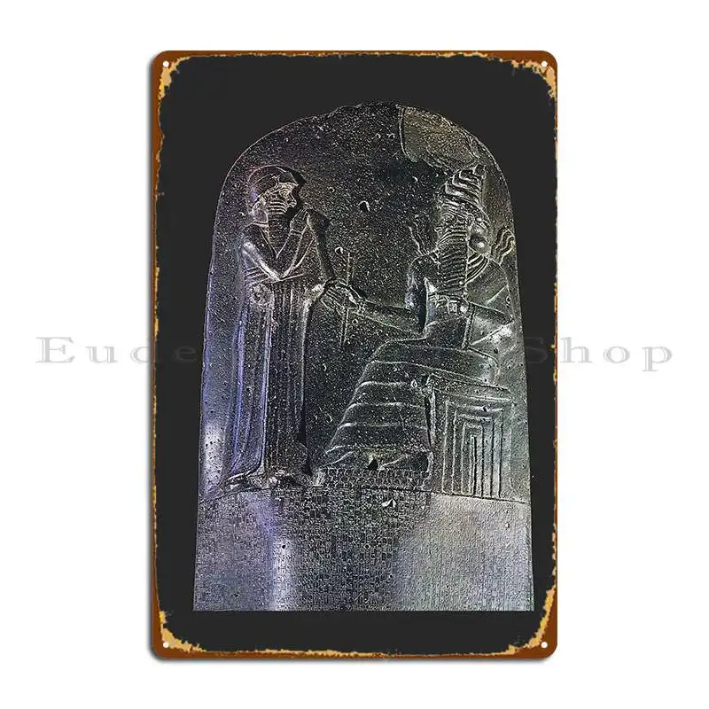 Stele Of The Code Of Hammurabi Metal Sign Cinema Wall Cave Garage Customize Mural Tin Sign Poster