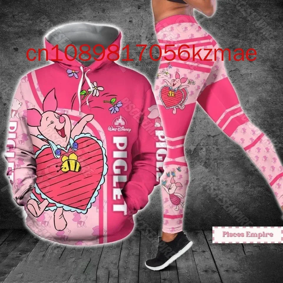 Free Custom Name Disney Piglet Hoodie And Leggings Set Disney Women's Hoodie Yoga Pants Sweatpants Fashion Sets