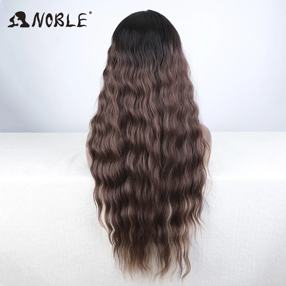 Noble Synthetic Lace Wig 30 Inch Long Deep Wavy Ombre Blonde Ginger Lace Wigs For Black Women Heat Resistant Cosplay Wigs