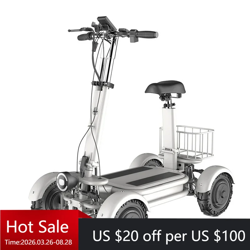 Tc Dual motor four-wheel off-road electric scooter high-speed folding beach electric scooter