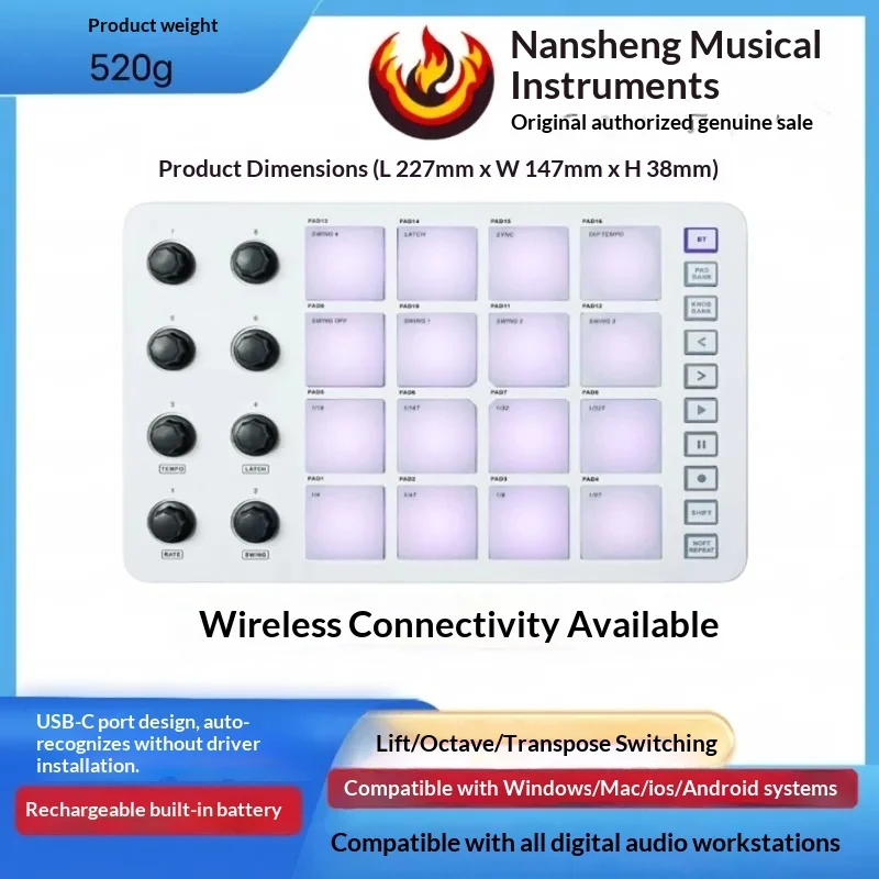 M Vave Smc Pad16 Wireless Midi Pad Controller 16 Beat Pads Dj Music Maker Pad For Music Production Beginner Stage Performance view 5