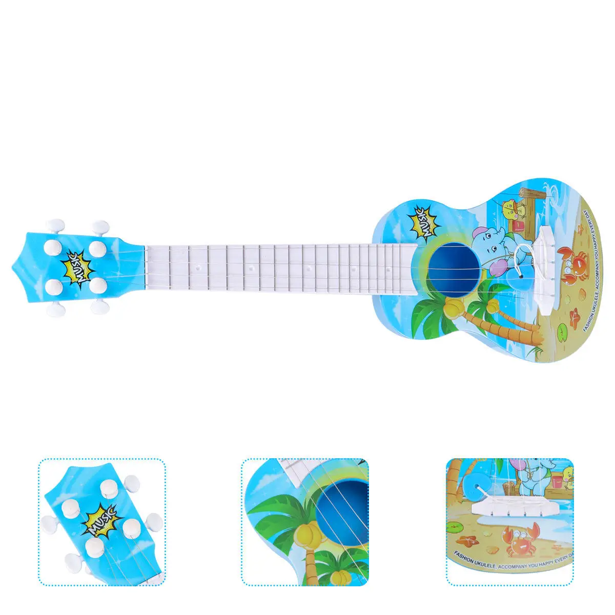 Plastic Guitar Kids Musical Instruments Simulation Ukulele Cartoon Blue Children Education Gifts Mini Guitar Toys