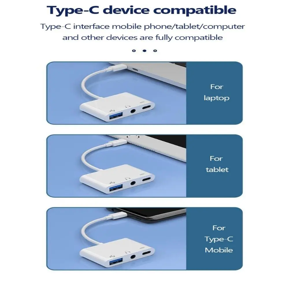 Professional Headphone 3 in 1 Type-C to 3.5m Data Transmission Audio Converter OTG Adapter