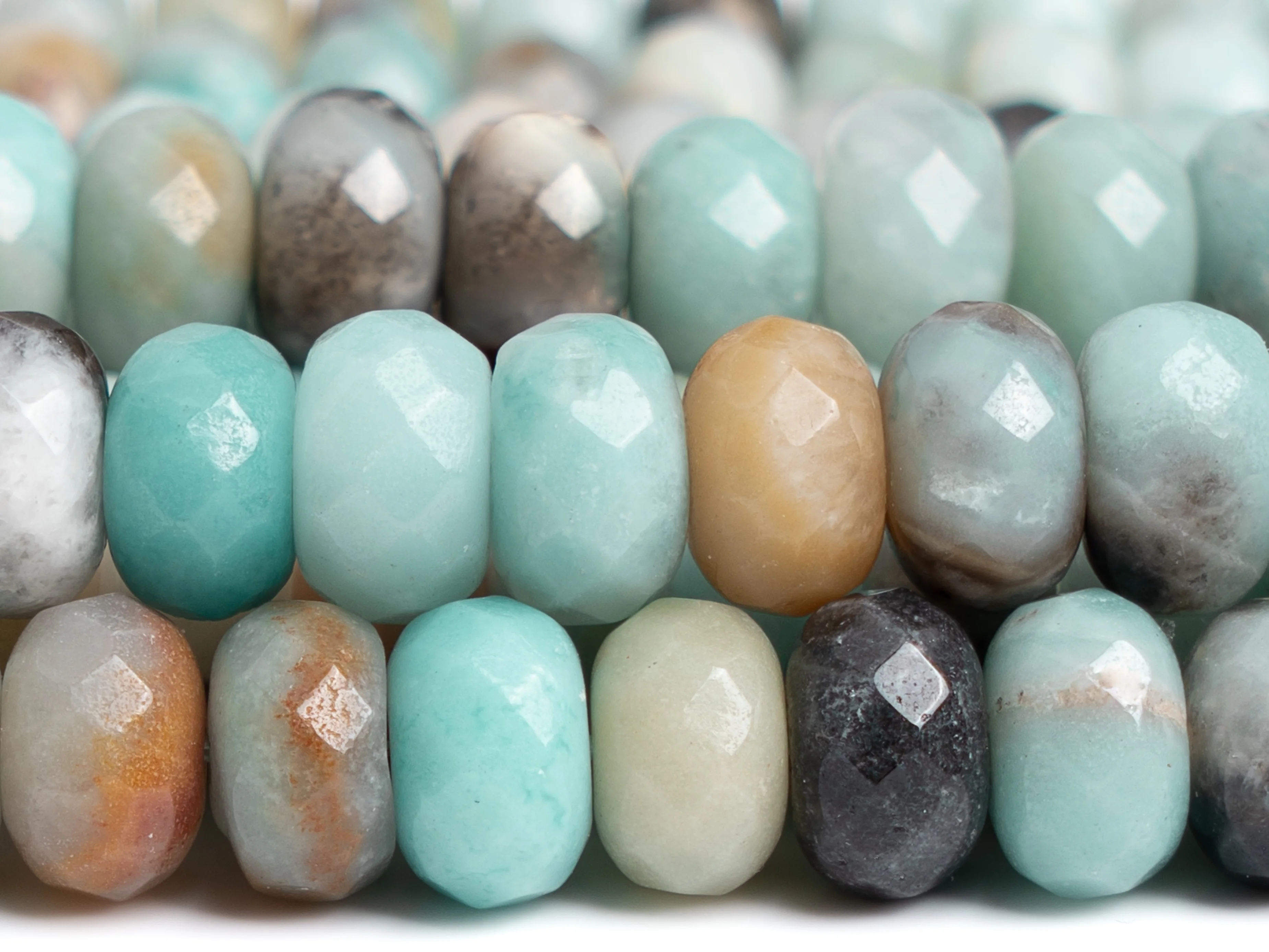 Multicolor Amazonite Beads Genuine Natural Gemstone Faceted Rondelle Size Options 6/8/9mm for Jewelry Making