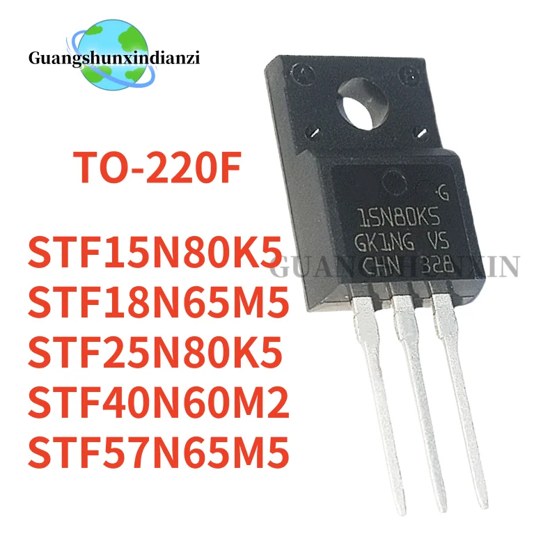 10PCS 100% NEW STF15N80K5 TO-220F 15N80K5 STF40N60M2 40N60M2 STF25N80K5 25N80K5 STF18N65M5 18N65M5 STF57N65M5 57N65M5 MOSFET