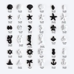 10Pcs SummerOcean Starfish Shell Dolphins Matte Metal Accessories White Black Sun Tree Cute 3D Small Nail Art Decoration Charm