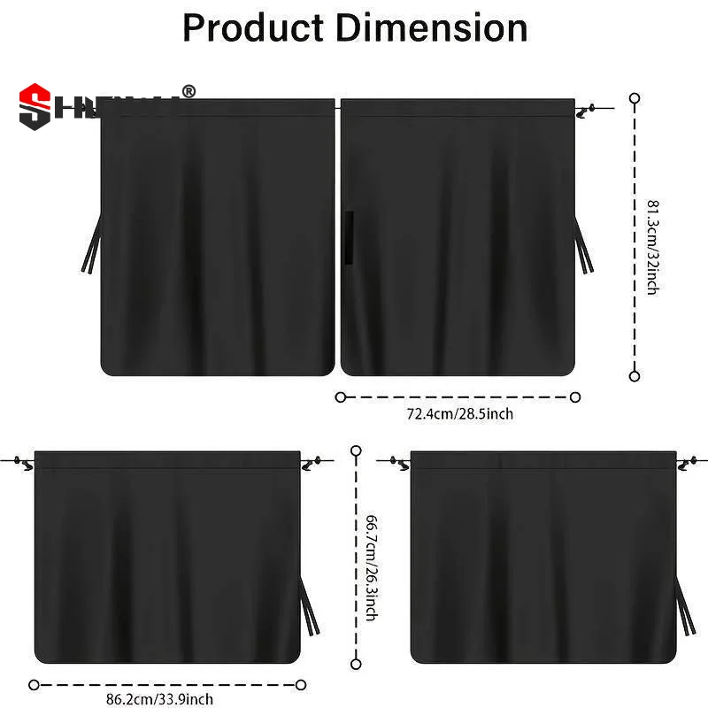 Universal Car Privacy Curtain Set Sun Shade UV Block Auto Window Cover for Camping Travel Nap Night 2 or 2/4Pcs