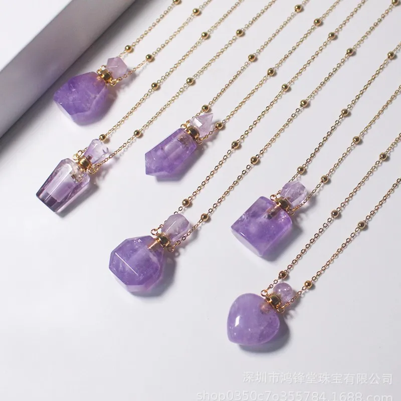 lucky-bracelet-hand-string-hongfengtang-amethyst-perfume-essential-oil-cinnabar-bottle-18k-gold-necklace-women's-crystal-pendant