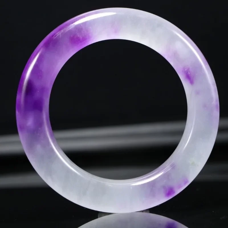 

Natural Ice Transparent Purple Flower Round Strip Women's Bracelet Jewelry