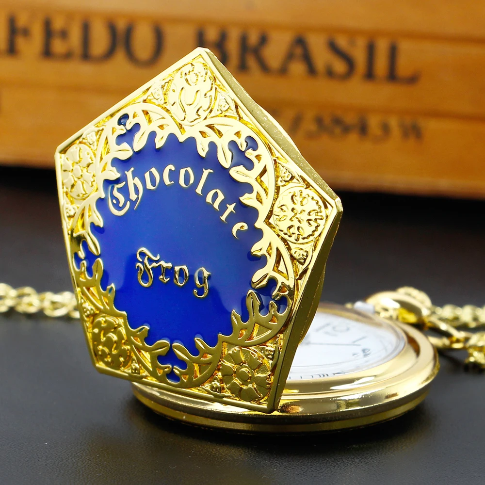 Luxury Chocolate Magic Quartz Pocket Watch Cosplay Necklace Chain Jewelry Pendant Clock Christmas Gift reloj de bolsillo