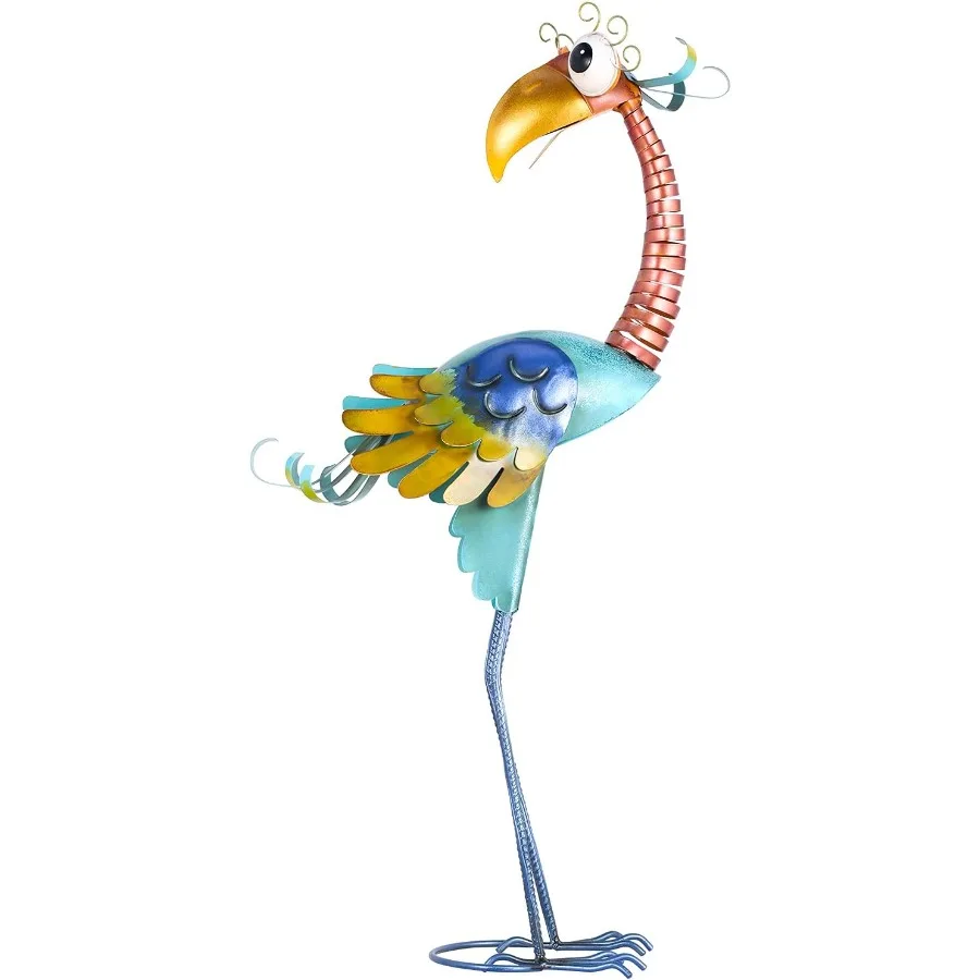 

Metal Garden Bird Statue Standing Animal Backyard Ornaments Outdoor Sculpture for Lawn Patio Art Decoration