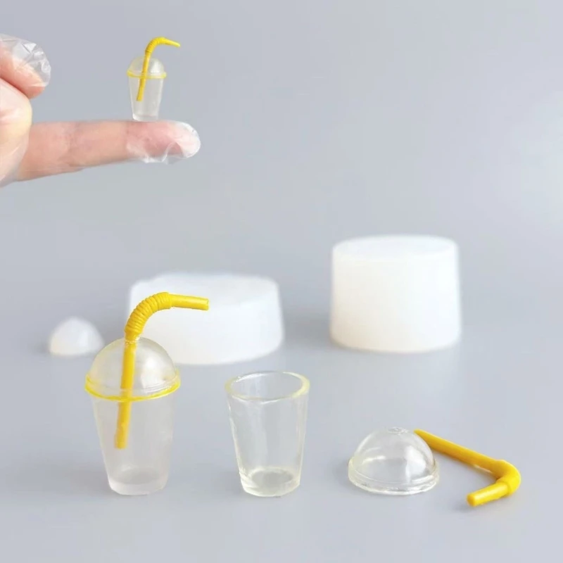  Miniature Drink Cup Straw Silicone Mold For DIY Resin Crafts And Decoration Projects