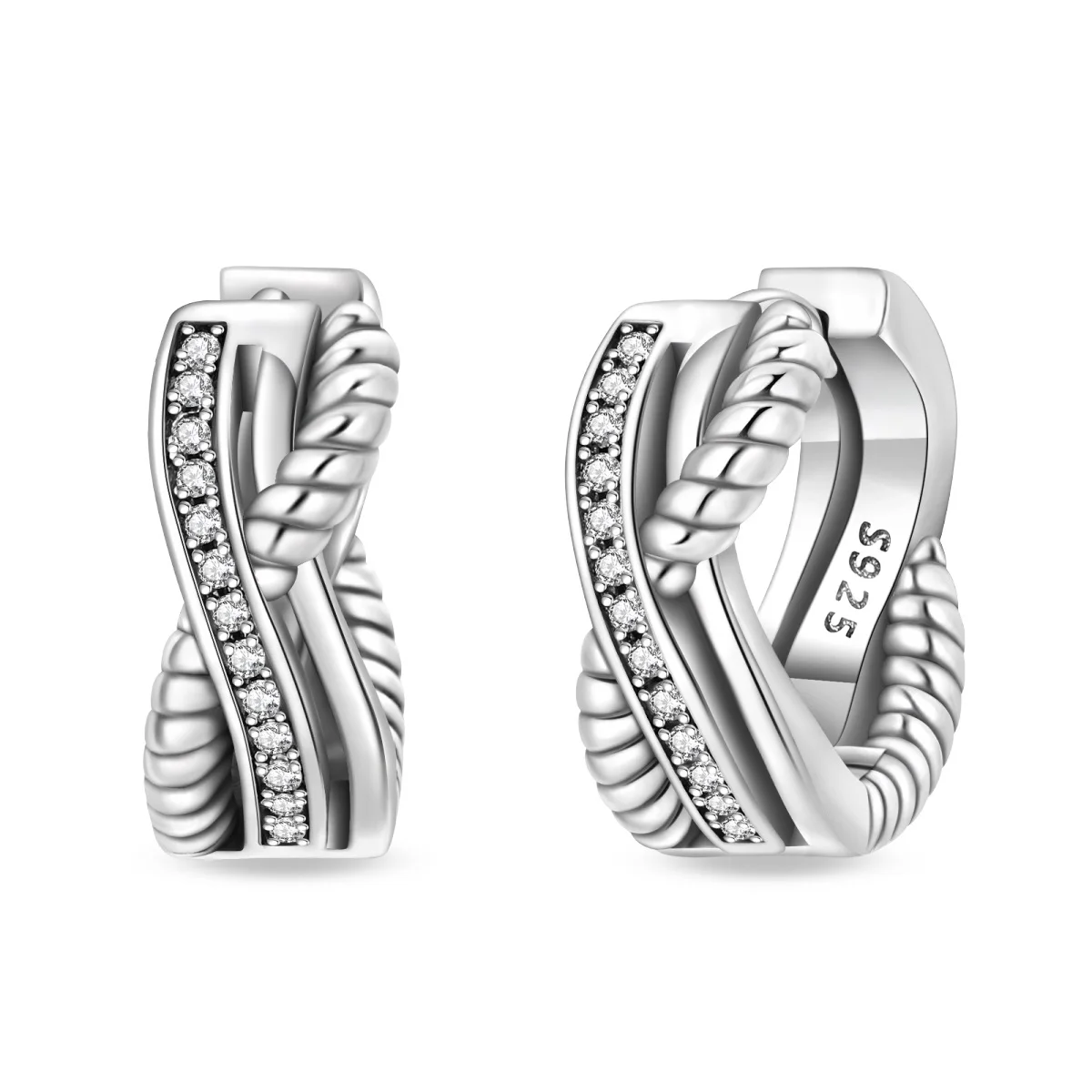 New Original 925 Sterling Silver Vintage Intertwined Earrings for Women Fashion Quality Zircon Birthday Gift Fashion Jewelry