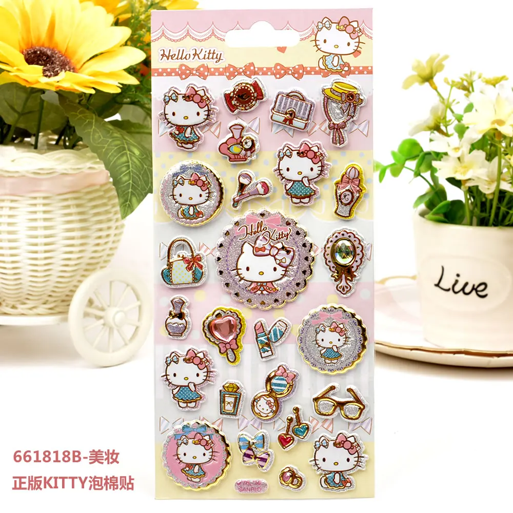 Kawaii Sanrio Hello Kitty 3D Bubble โปสเตอร์สาวการ์ตูนน่ารัก DIY วัสดุบัญชีมือตกแต่งวางกระดาษเทศกาลของขวัญ