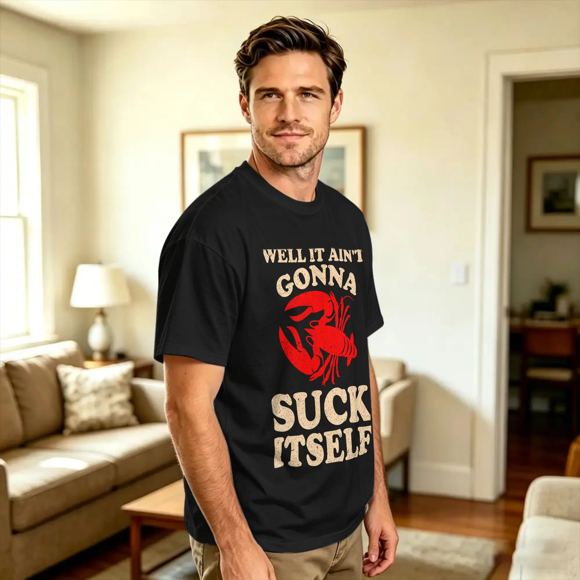 Well It Ain’t Gonna Suck Itself New Orleans Crawfish Cotton T-Shirt For Men Summer  Vintage T Shirts Harajuku Tees Plus Size
