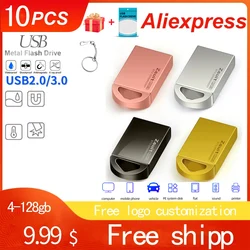 Free Logo USB Flash Drive 4GB Pen Drive 8GB Metal USB High Speed 128GB Memory Stick Waterproof Pendrive Wholesale Flash U Disk