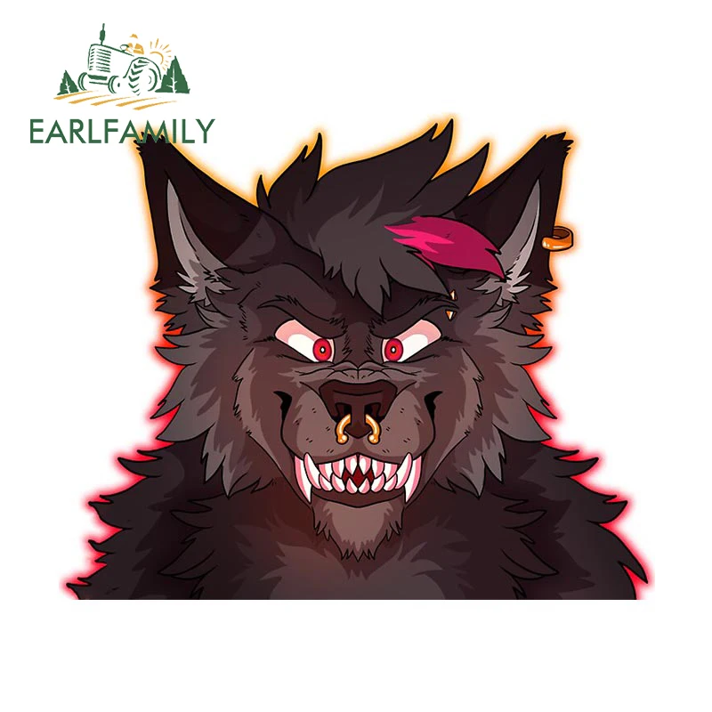 EARLFAMILY Menacing بالذئب مسلية سيارة ملصق باب السيارة حامي شخصية الإبداعية الفينيل مرآة الرؤية الخلفية ويندوز ديكور