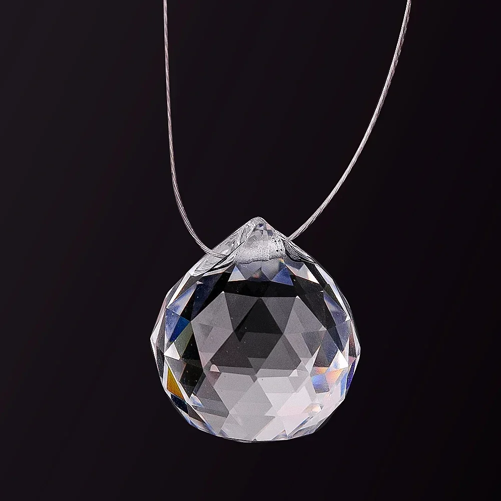 2pcs 20mm Clear Crystal Ball DIY Suncatcher Making Pendant Chandelier Lamp Parts Replacement Wind Spinner Stabilizer Drop Decor