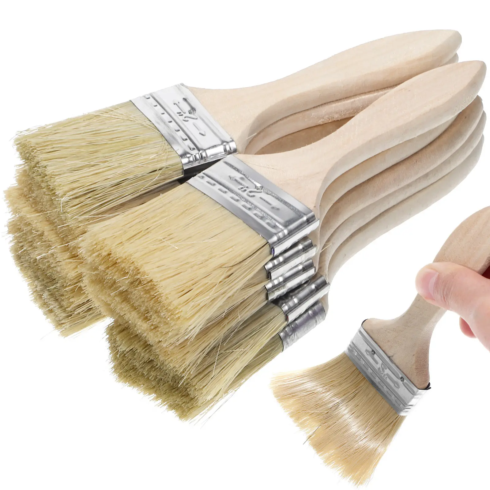 10Pcs Smooth Finish Painting Brush with Sturdy Wood Handle for Home Decor Wall Art Furniture Painting Pastry Basting Oil